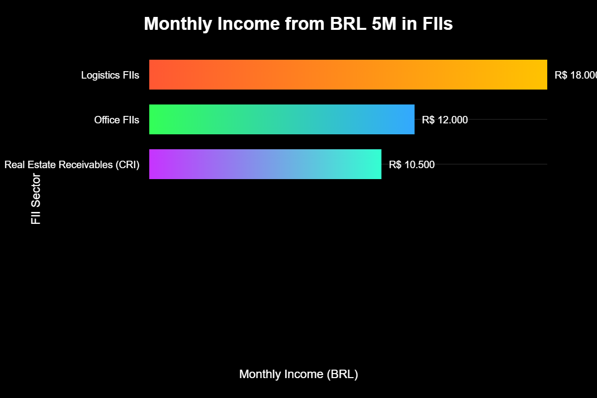 Quanto Rende 5 Milhões em Fundos Imobiliários? 2 Exemplo de carteira com R$ 5 milhões em FIIs